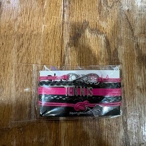 Girls Pink and Black Tennis Bracelet Set